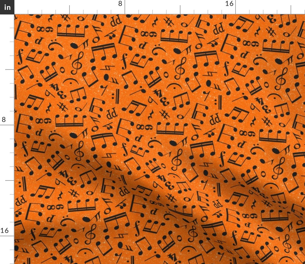 Medium Scale Music Notes Orange and Black