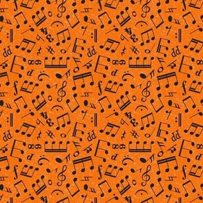Small Scale Music Notes Orange and Black