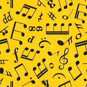 Large Scale Music Notes Yellow and Black