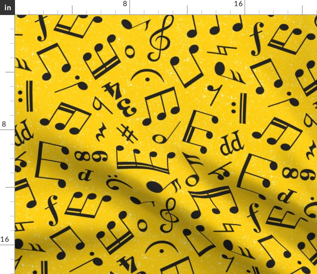Large Scale Music Notes Yellow and Black