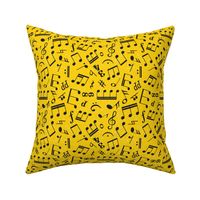 Medium Scale Music Notes Yellow and Black