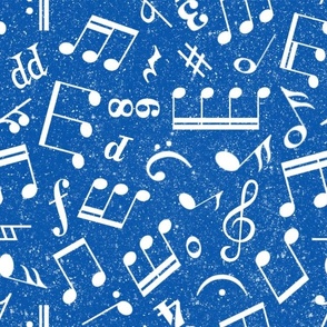 Large Scale Music Notes Blue and White