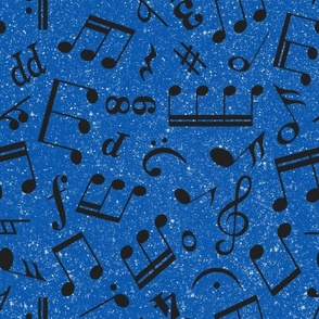 Large Scale Music Notes Blue and Black