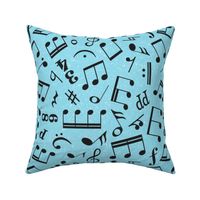 Large Scale Music Notes Light Blue and Black