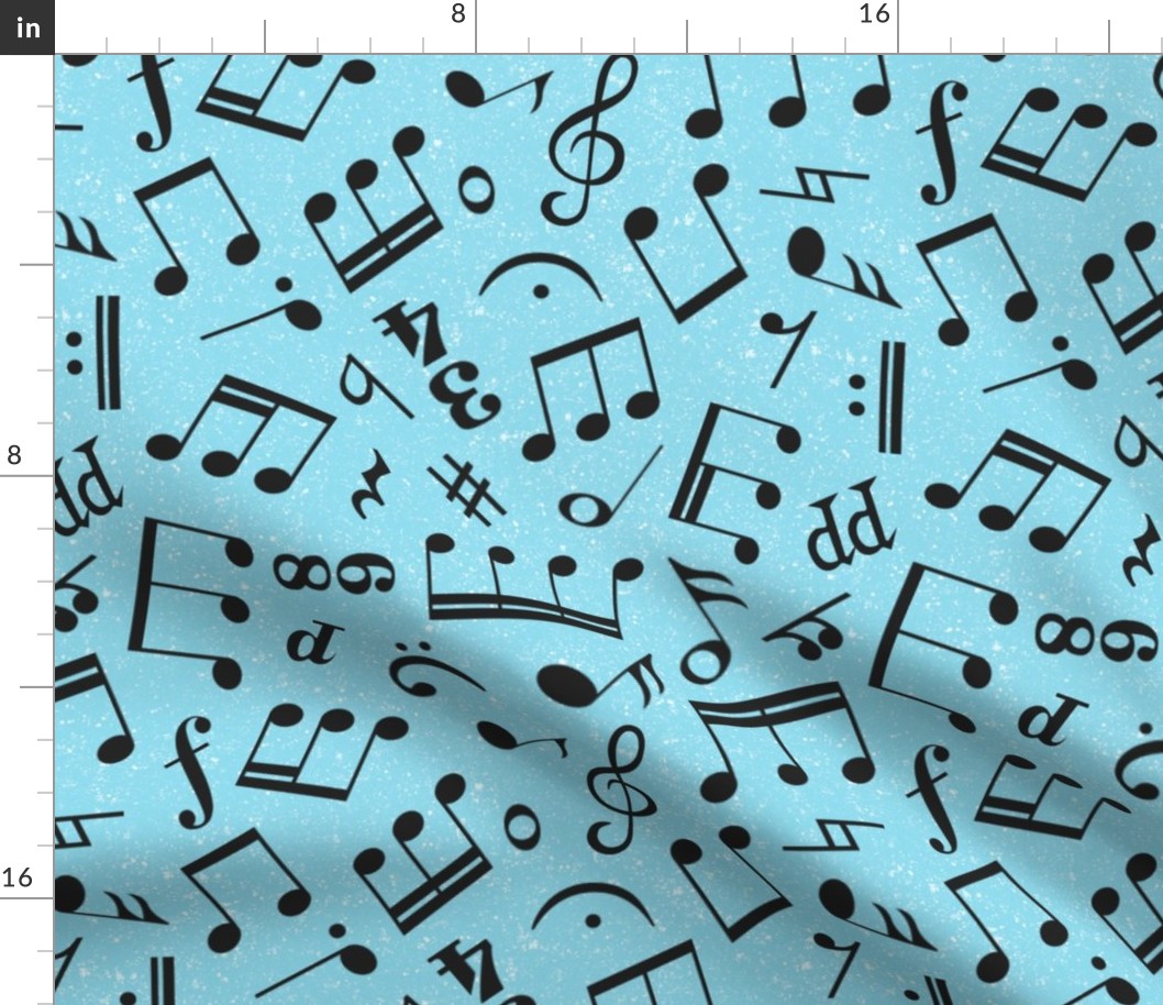Large Scale Music Notes Light Blue and Black
