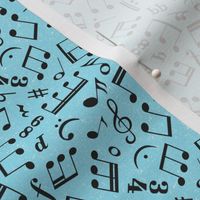 Small Scale Music Notes Light Blue and Black