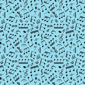 Small Scale Music Notes Light Blue and Black