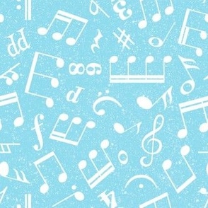 Medium Scale Music Notes Light Blue and White