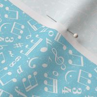 Small Scale Music Notes Light Blue and White