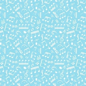 Small Scale Music Notes Light Blue and White