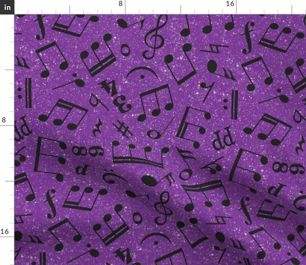 Large Scale Music Notes Purple and Black
