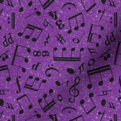 Medium Scale Music Notes Purple and Black