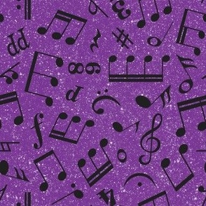 Medium Scale Music Notes Purple and Black