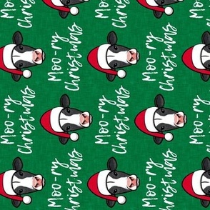 Moo-ry Christmas - Christmas Cows - Holstein Cows on green - (90)  C21