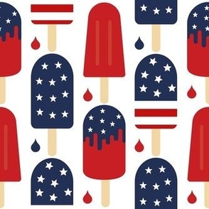 Medium Scale Patriotic Popsicles in Red White and Blue Stars and Stripes