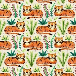 Small Scale Lazy Tiger Cats Orange and Black Jungle Safari