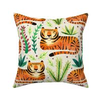Large Scale Lazy Tiger Cats Orange and Black Jungle Safari
