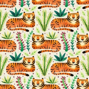 Large Scale Lazy Tiger Cats Orange and Black Jungle Safari