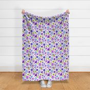 Large Scale Folk Flowers in Periwinkle Lavender Purple Fuchsia Pink Blue