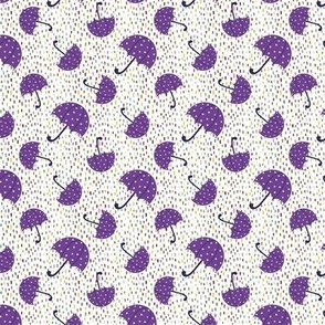 Small Scale Purple Umbrellas and Rainbow Raindrops