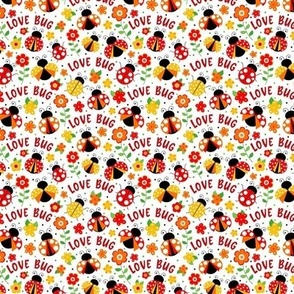 Small Scale Love Bug Ladybugs and Flowers in Red Orange Yellow 