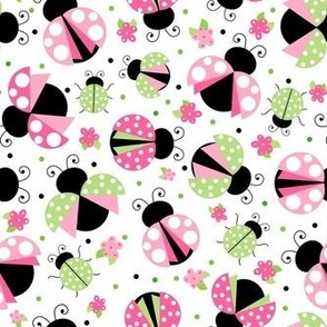 Medium Scale Ladybugs in Pink and Green