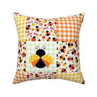 Bigger Scale Patchwork 6" Squares Love Bug Ladybugs in Red Orange Yellow for Cheater Quilt or Blanket