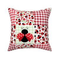Bigger Scale Patchwork 6" Squares Love Bug Ladybugs Flowers and Gingham in Red and Green for Cheater Quilt or Blanket