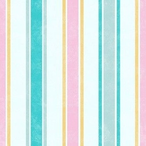 Medium Scale French Ticking Stripes Vertical Pinstripes Coordinate for Pastel Sea Creatures Ocean Life Fish Pink Aqua Gold