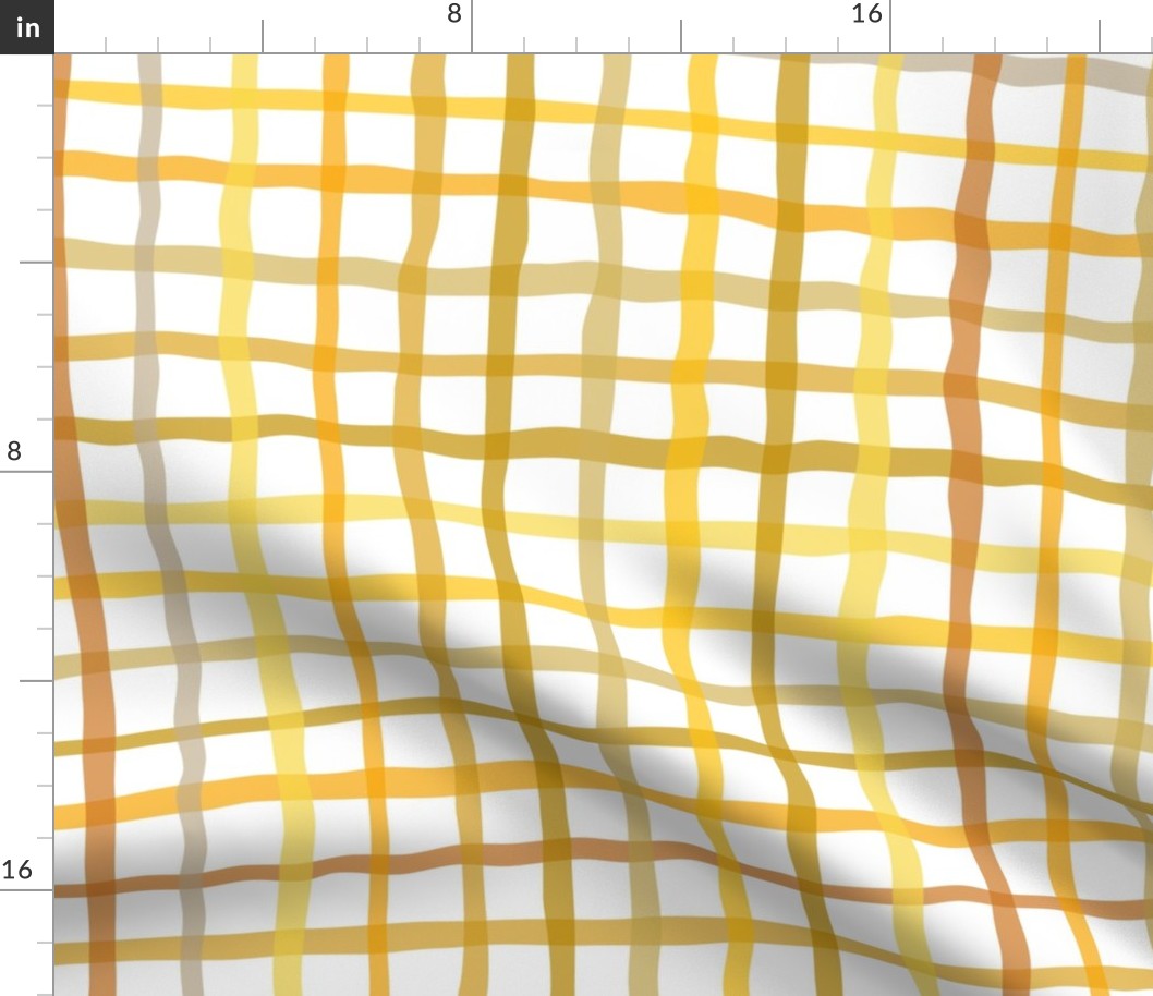 gingham - crooked yellow tones plaid - plaid fabric