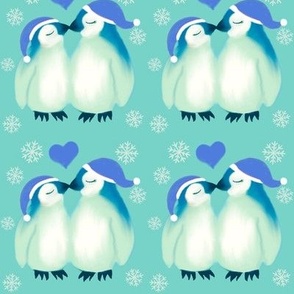 Christmas love Penguins blue