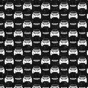 Small Scale All Terrain Vehicle Off Roading Jeep Grill in Black and White