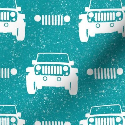 Large Scale All Terrain Vehicle Off Roading Jeep Grill in Turquoise