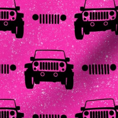 Large Scale All Terrain Vehicle Off Roading Jeep Grill in Black and Hot Pink