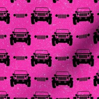 Medium Scale All Terrain Vehicle Off Roading Jeep Grill in Black and Hot Pink