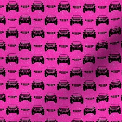 Small Scale All Terrain Vehicle Off Roading Jeep Grill in Black and Hot Pink