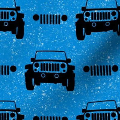 Large Scale All Terrain Vehicle Off Roading Jeep Grill in Black and Blue