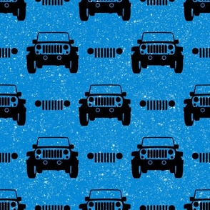 Large Scale All Terrain Vehicle Off Roading Jeep Grill in Black and Blue