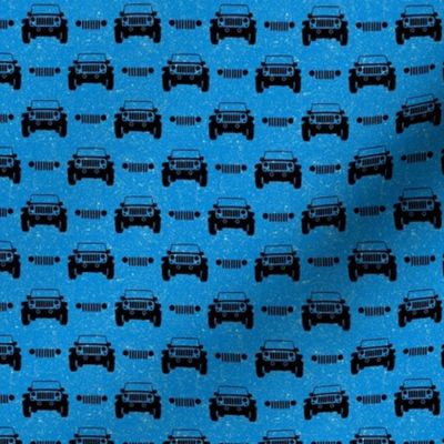 Small Scale All Terrain Vehicle Off Roading Jeep Grill in Black and Blue