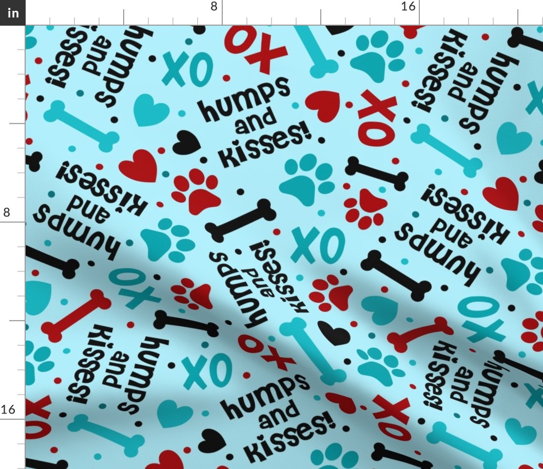 Large Scale Humps and Kisses! Funny Dog Paw Prints Bones XO Hearts