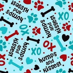 Medium Scale Humps and Kisses! Funny Dog Paw Prints Bones XO Hearts