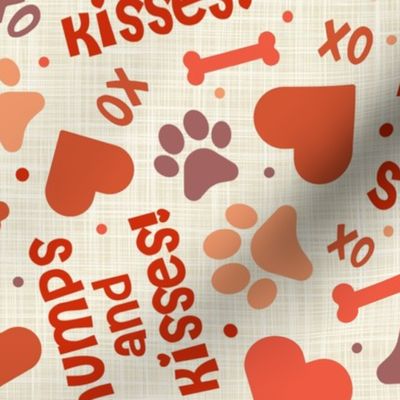 Large Scale Humps and Kisses Funny Dog Paw Prints Hearts XOXO Bones