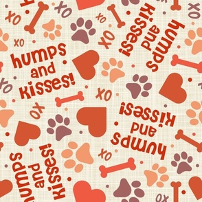 Large Scale Humps and Kisses Funny Dog Paw Prints Hearts XOXO Bones