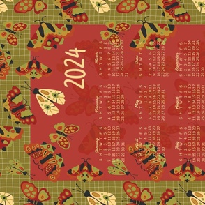 Butterfly Haven-2024 Calendar-Calendar Tea Towels—Woodlands Palette