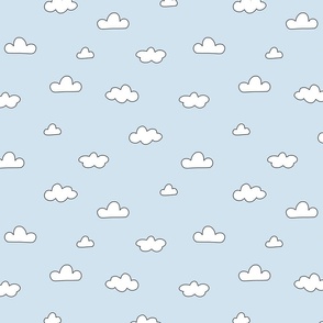 White Clouds on Pastel Blue
