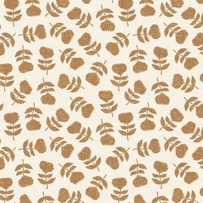 (small scale) floral - vintage floral - golden brown on cream -  LAD21