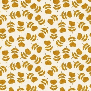 (small scale) floral - vintage floral - mustard on cream - LAD21