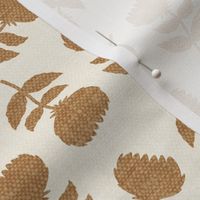 floral - vintage floral - golden brown on cream -  LAD21