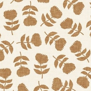 floral - vintage floral - golden brown on cream -  LAD21