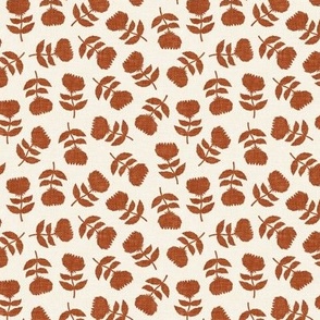 (small scale) floral - vintage floral - rust on cream -  LAD21